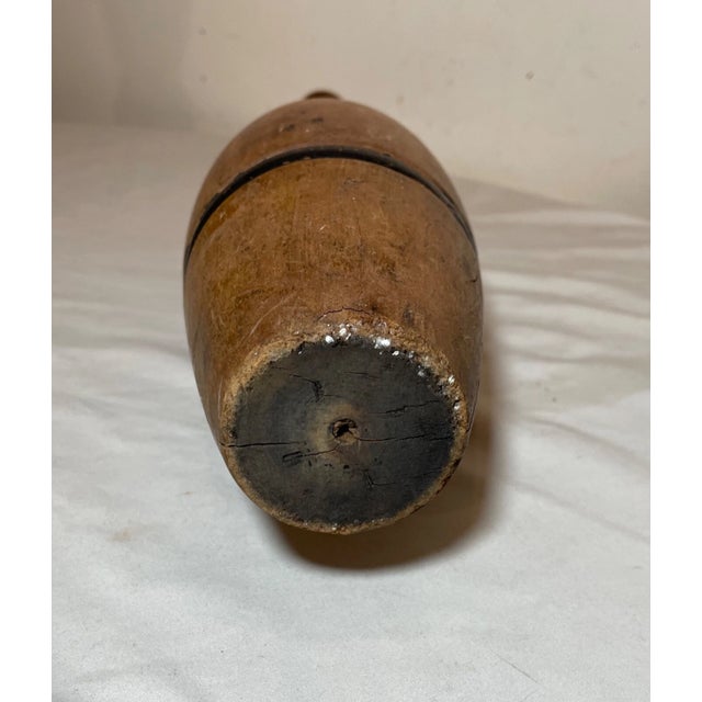 Antique 19th Century Handmade 3lbs Folk Art Wood Exercise Weight Indian Club Pin For Sale - Image 15 of 16