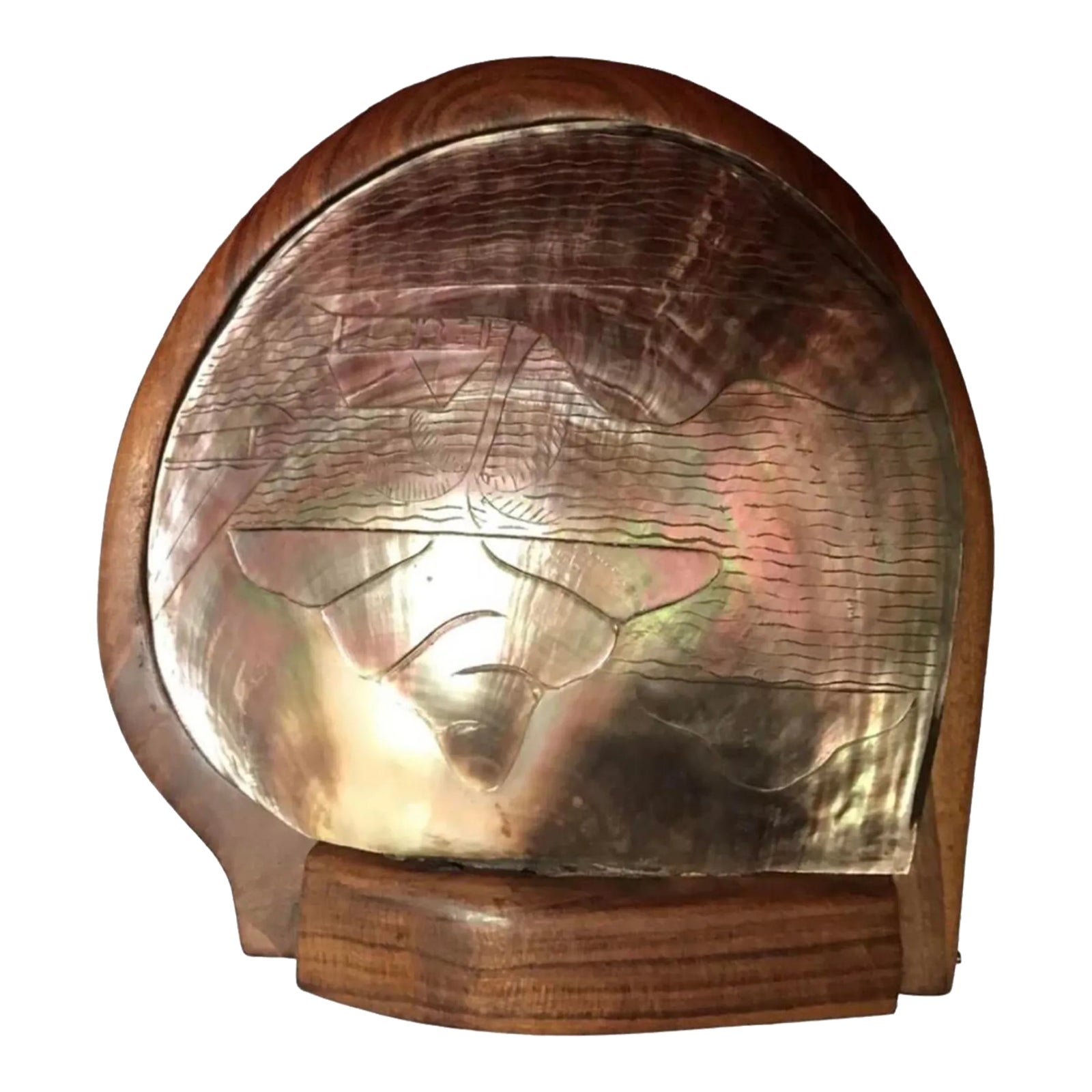 1960s Shell Hinge-Lidded Wood Box Attributed to Alexandre