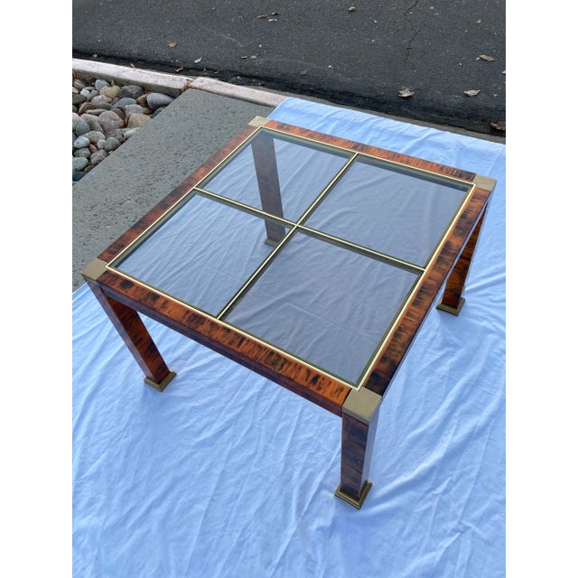Burnt Orange Lucite Glass Panel End Table in Faux Tortoiseshell For Sale - Image 8 of 12