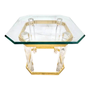 Charles Hollis Jones Lucite Side Coffee Table 24 Karat Gold Plated