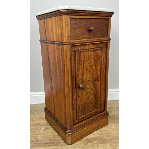 French Style Bedside Table with Marble Top For Sale - Image 3 of 13