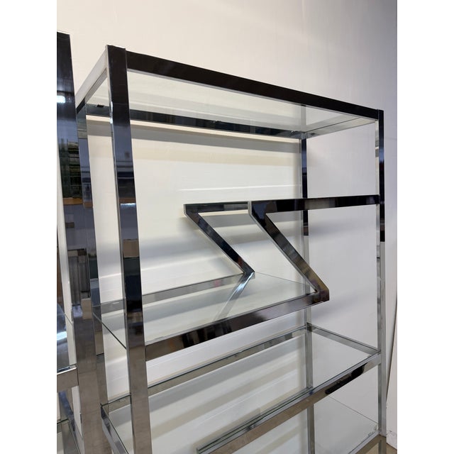 Design Institute America Chrome and Glass Etageres / Bookcases, 1970s - A Pair For Sale - Image 10 of 14