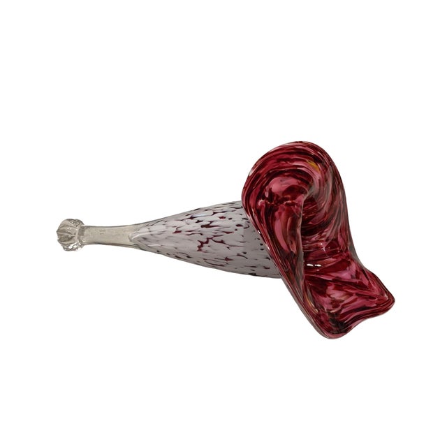 1980s Reclining Anthurium Hand Blown Glass Bud Vase For Sale - Image 4 of 4