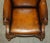 Brown Pair of Antique Heavily Carved Hand Dyed Brown Leather Throne Armchairs For Sale - Image 8 of 18