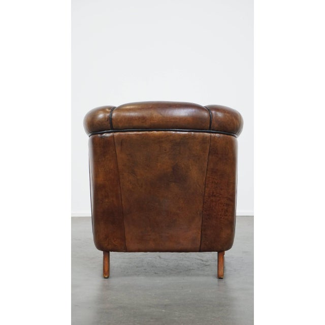 Dark Sheep Leather Club Chair For Sale - Image 4 of 13