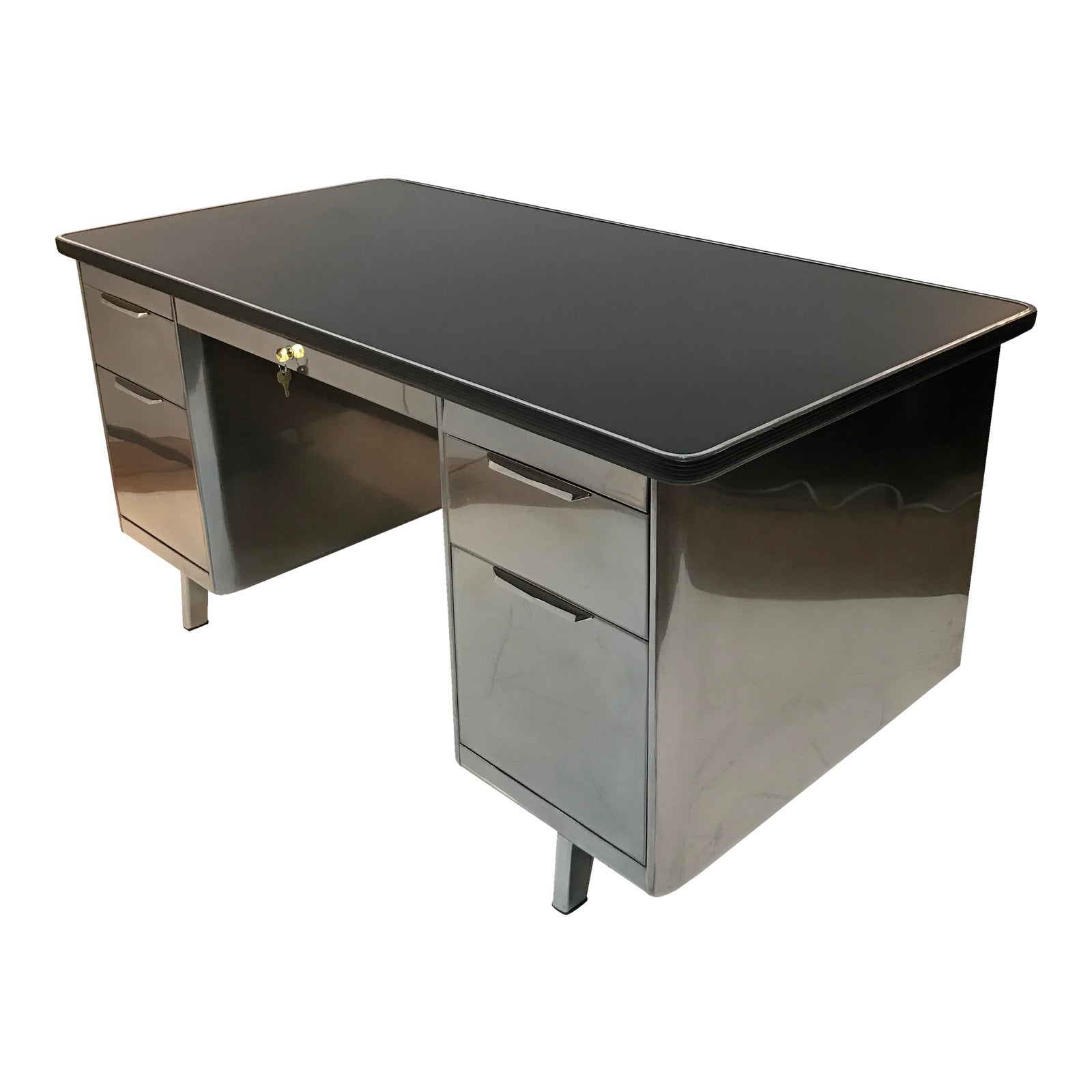 Polished Steel Tanker Desk Chairish