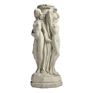 Concrete Column the Three Graces Garden Statue For Sale