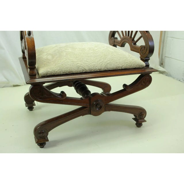 Wood 19th Century Victorian Rosewood Vanity Bench For Sale - Image 7 of 8