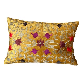 Hollywood Regency Luxurious Gold Hand Embroidered 12x18 Boudoir Pillow Abc Carpet & Home For Sale