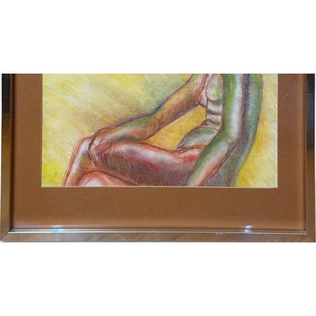 1990s Original Andi Pepper Expressive Nude Figure Study Drawing Vibrant Mid Century Modern Style For Sale In Portland, ME - Image 6 of 11