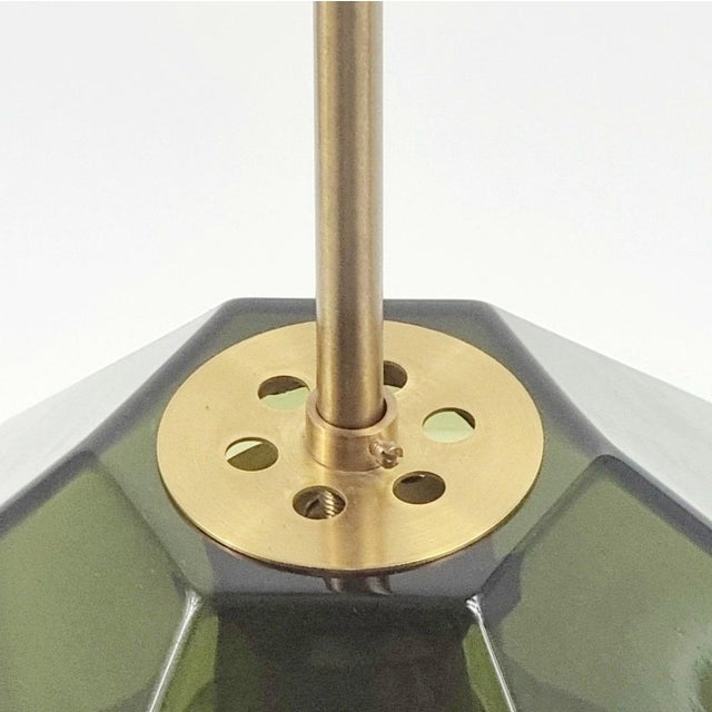 Metal 1960s Mid-Century Modern Scandinavian Glass & Brass Ceiling Light by Carl Fagerlund for Orrefors For Sale - Image 7 of 9
