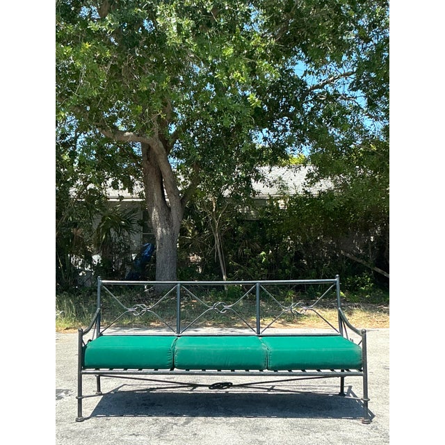 Vintage Regency Wrought Iron Knot Sofa For Sale - Image 4 of 11