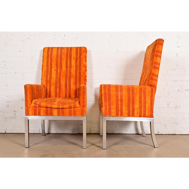 Leon Rosen for Pace Collection Mid-Century Modern Chrome and Upholstered Dining Chairs, Set of Six For Sale - Image 12 of 14