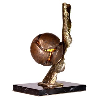 Sculpted Bronze Table Lamp by Samuel Costantini For Sale