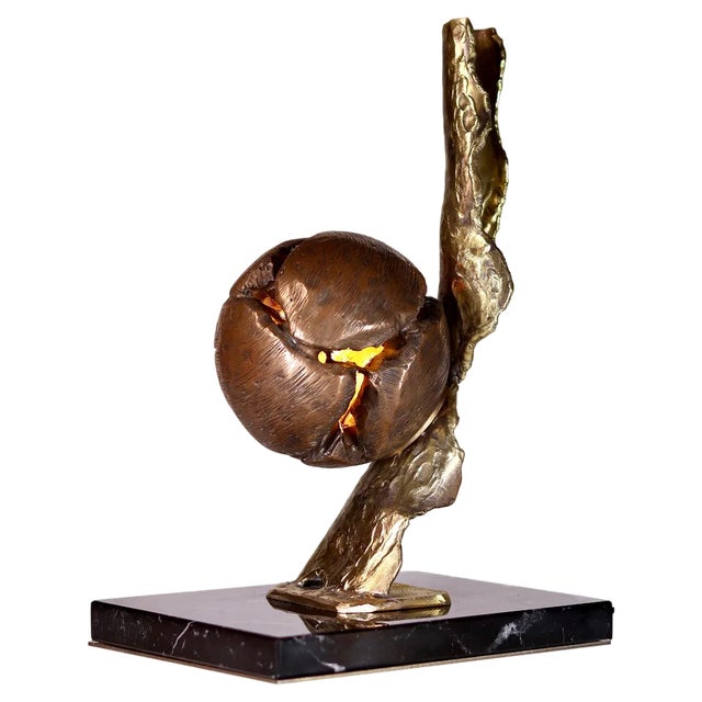 Sculpted Bronze Table Lamp by Samuel Costantini For Sale