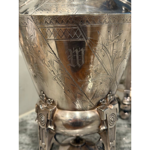 Silver 1870s Reed & Barton Egyptian Revival Silverplate Samovar With Lion Finial For Sale - Image 8 of 17