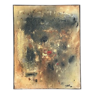 Vintage Original Abstract Oil Painting on Canvas For Sale