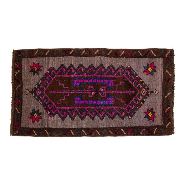 Hand Knotted Low Pile Turkish Yastik Petite Rug Organic Wool Mat - 18'' X 33'' For Sale - Image 6 of 12