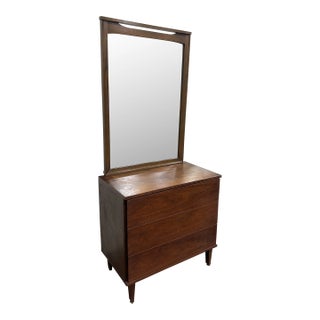 Mid Century Modern Walnut Chest and Detachable Mirror For Sale