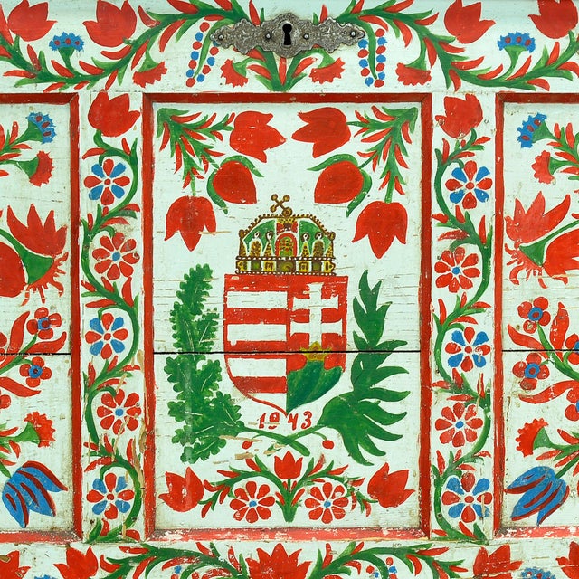 Folk Art Bridal Chest, 1943 For Sale - Image 11 of 15