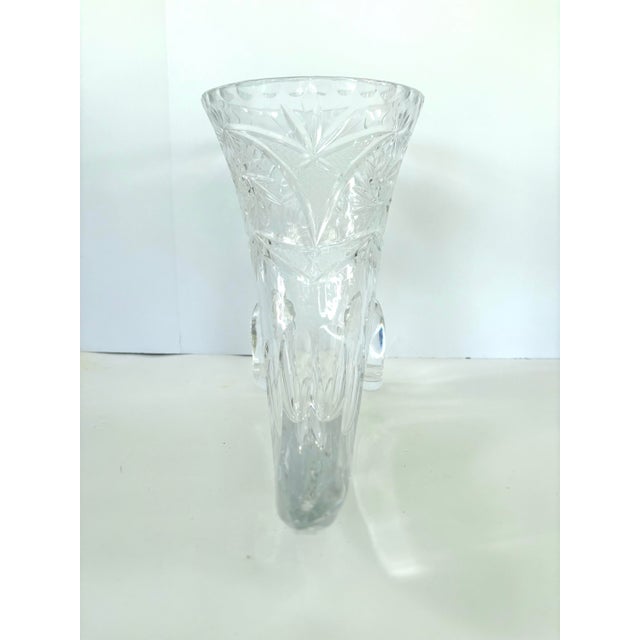 Vintage West Germany Lead Cut Crystal Cornucopia Vase – 11.25” For Sale - Image 4 of 6