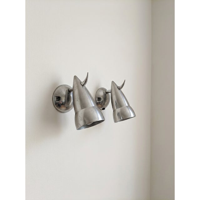 1980s Art Deco Wall Lights in Cast Aluminium by Sotssas and Panton for Ikea, 1980s, Set of 2 For Sale - Image 5 of 8