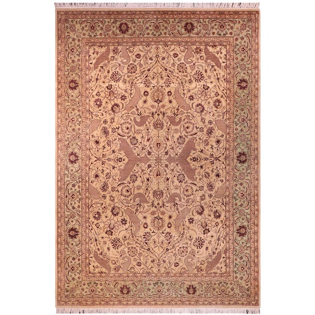 1990's Agra 2 Pak-Persian Gold/Green Wool Rug - 9'2'' X 12'1'' For Sale - Image 9 of 9