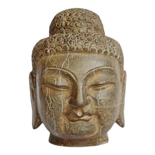 Vintage Stone Asian Buddha Head Sculpture For Sale