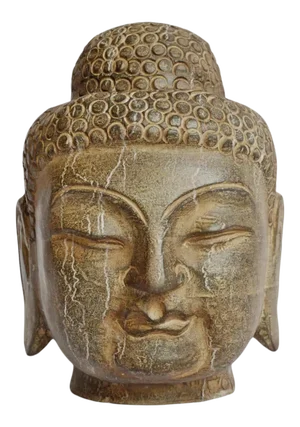 Vintage Stone Asian Buddha Head Sculpture
