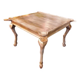 1960s Restored Vintage Queen Ann Game Table With Pull Out Drink Slides For Sale