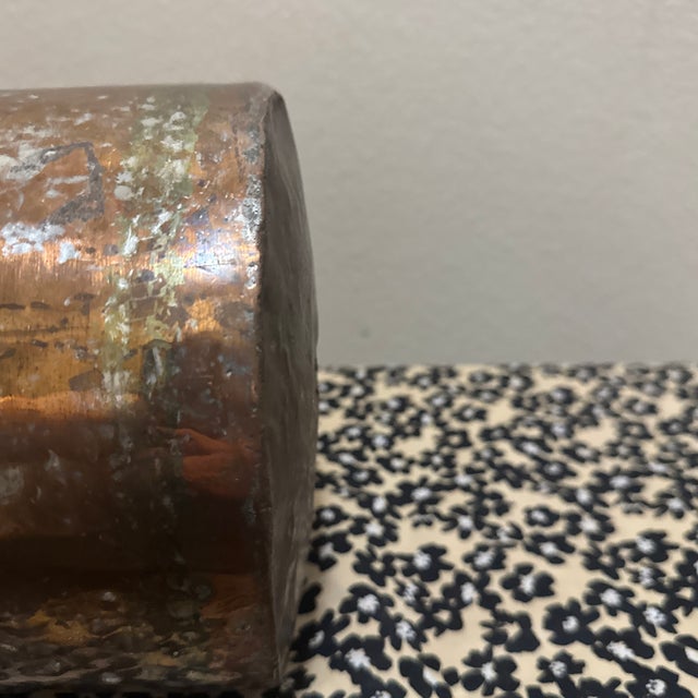 Vintage Copper Pot Kettle With Swing Handle Plant Holder For Sale - Image 4 of 6