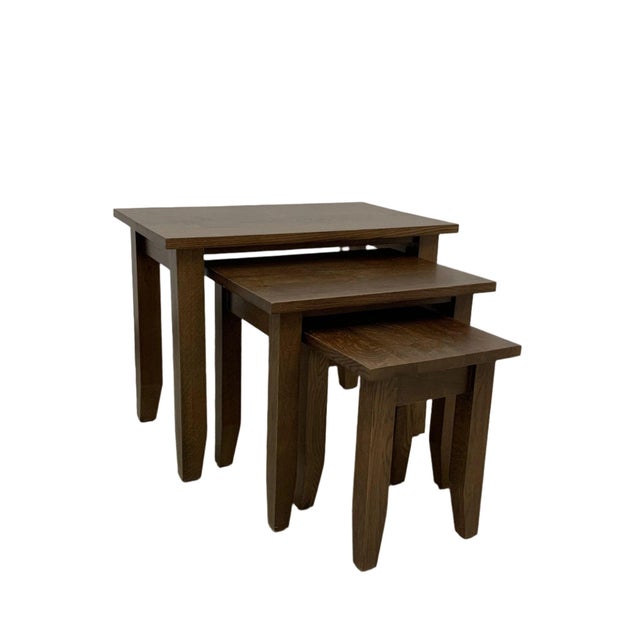 Brown Mission Oak Nesting Tables - Set of 3 - Micheal Cherry For Sale - Image 8 of 10