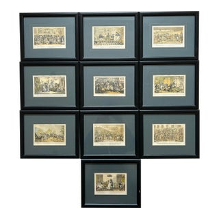 Set of 10 Framed English Original Cruikshank Engravings - Life in London For Sale