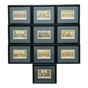 Set of 10 Framed English Original Cruikshank Engravings - Life in London