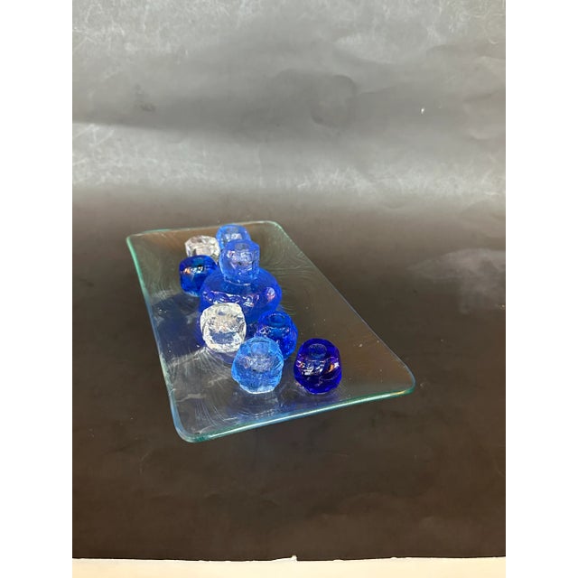 1980s Vintage Art Glass Menorah For Sale - Image 5 of 12