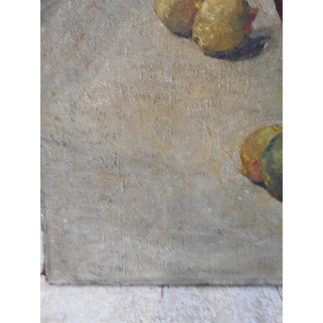 Textile Mid 20th Century Impressionist Wine and Fruit Still Life Painting For Sale - Image 7 of 12