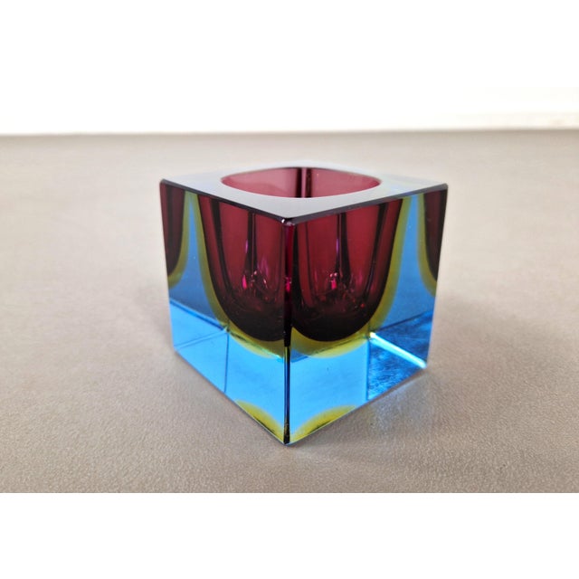 Murano Sommerso Glass Cube by Flavio Poli, 1960s For Sale - Image 12 of 12