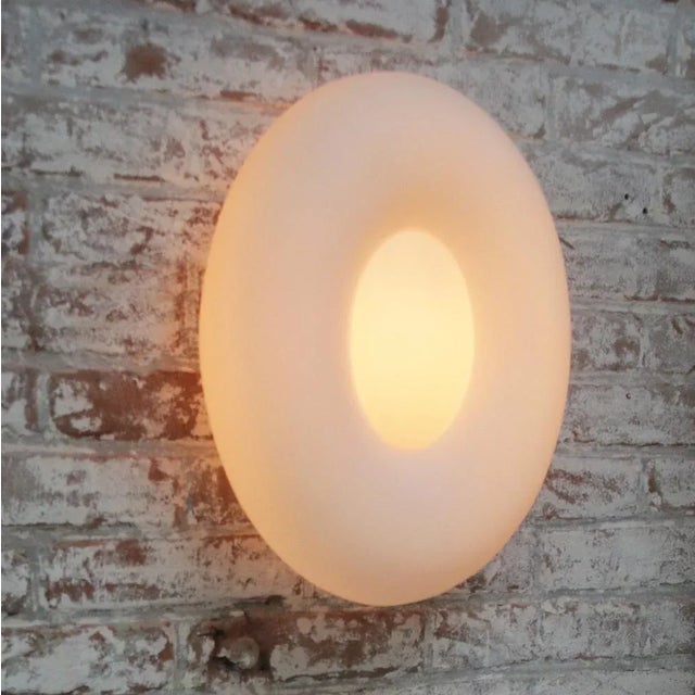 Vintage German Oval White Opaline Glass Wall Lamps For Sale - Image 4 of 11