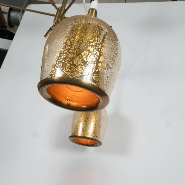 Glass Vintage Gold-Flecked Murano Glass Suspension Chandelier For Sale - Image 7 of 9
