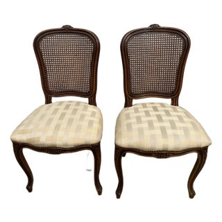Pair of Vintage French Style Cane Chairs For Sale