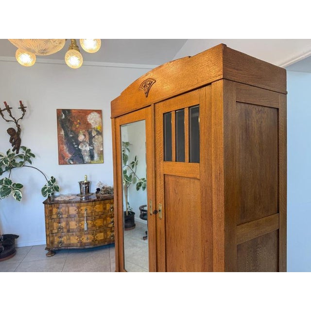 Art Nouveau Mirrored Wardrobe, 1890s For Sale - Image 6 of 18