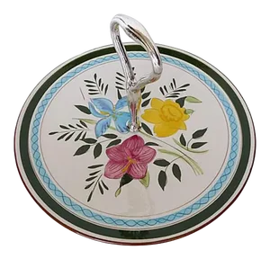 Midcentury Stangl Pottery Tidbit Tray, Country Garden Design, Serving Plate With Handle