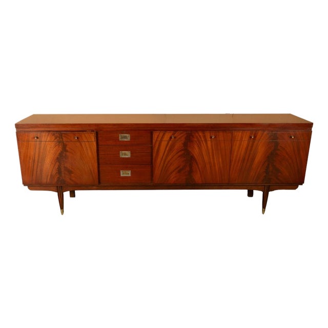Mid Century Modern Danish Style Teak Mahogany Long Credenza Fully Restored 1966 For Sale