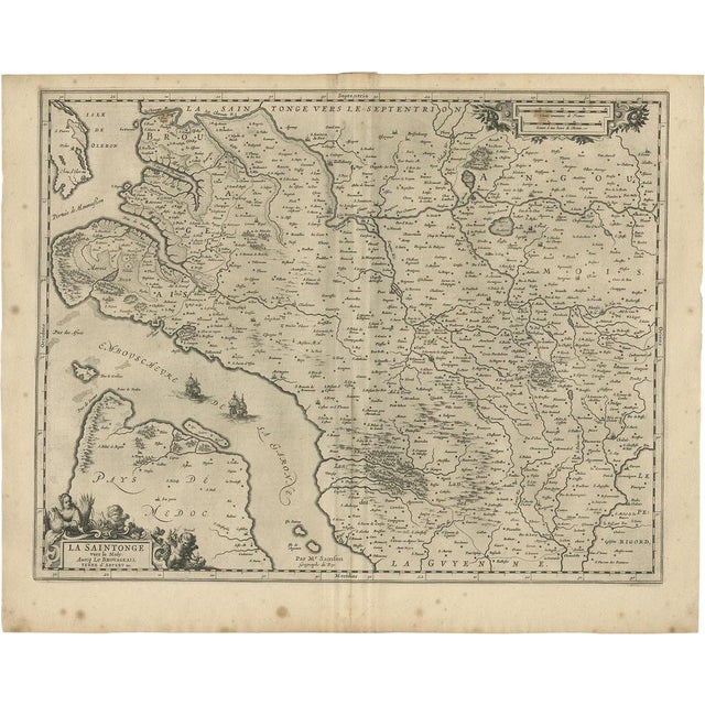 Antique Map of Saintonge attributed to Janssonius, 1657 For Sale