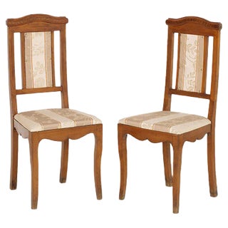 Set of Antique Art Nouveau Walnut Side Chairs For Sale