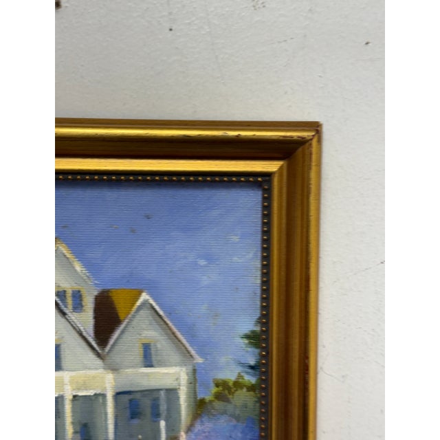 Impressionist Painting of White House in Flower Field, Framed For Sale - Image 4 of 12