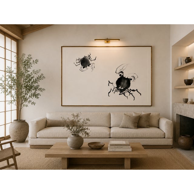 Paper Japanese Crabs by Katsushika Hokusai, Vintage Japanese Art Print Reproduction, 24" X 16" For Sale - Image 7 of 8