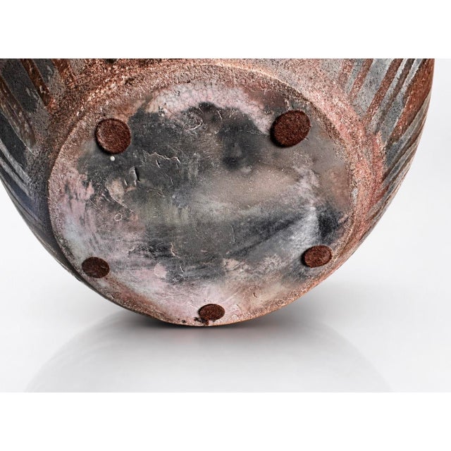 Mid 20th Century Oversized Vintage Studio Pottery Vase With Lava Glaze Raku Firing For Sale - Image 5 of 10