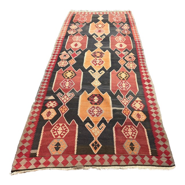 4ft 8in × 13ft 4in Simonian Turkish Kilim Area Rug For Sale