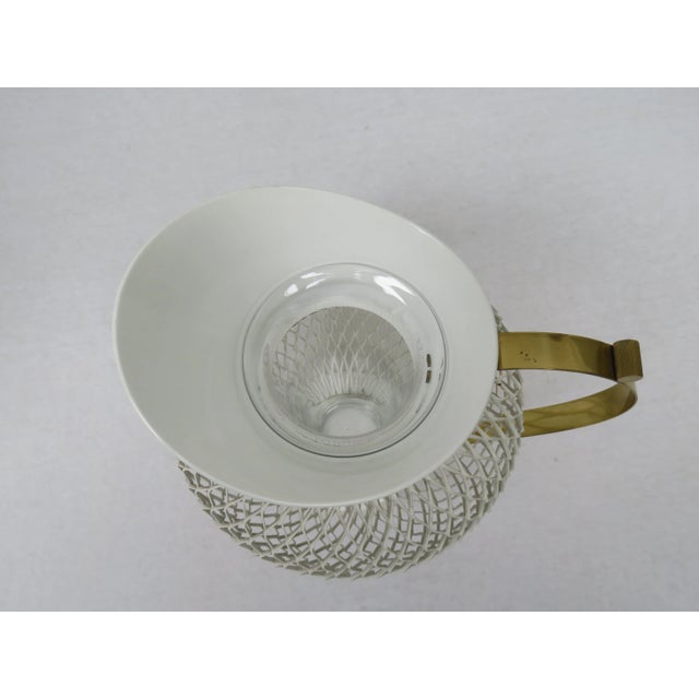 Mid-Century White & Yellow Metal & Brass Umbrella Stand, Tray, & Jug , Set of 3 For Sale - Image 10 of 18